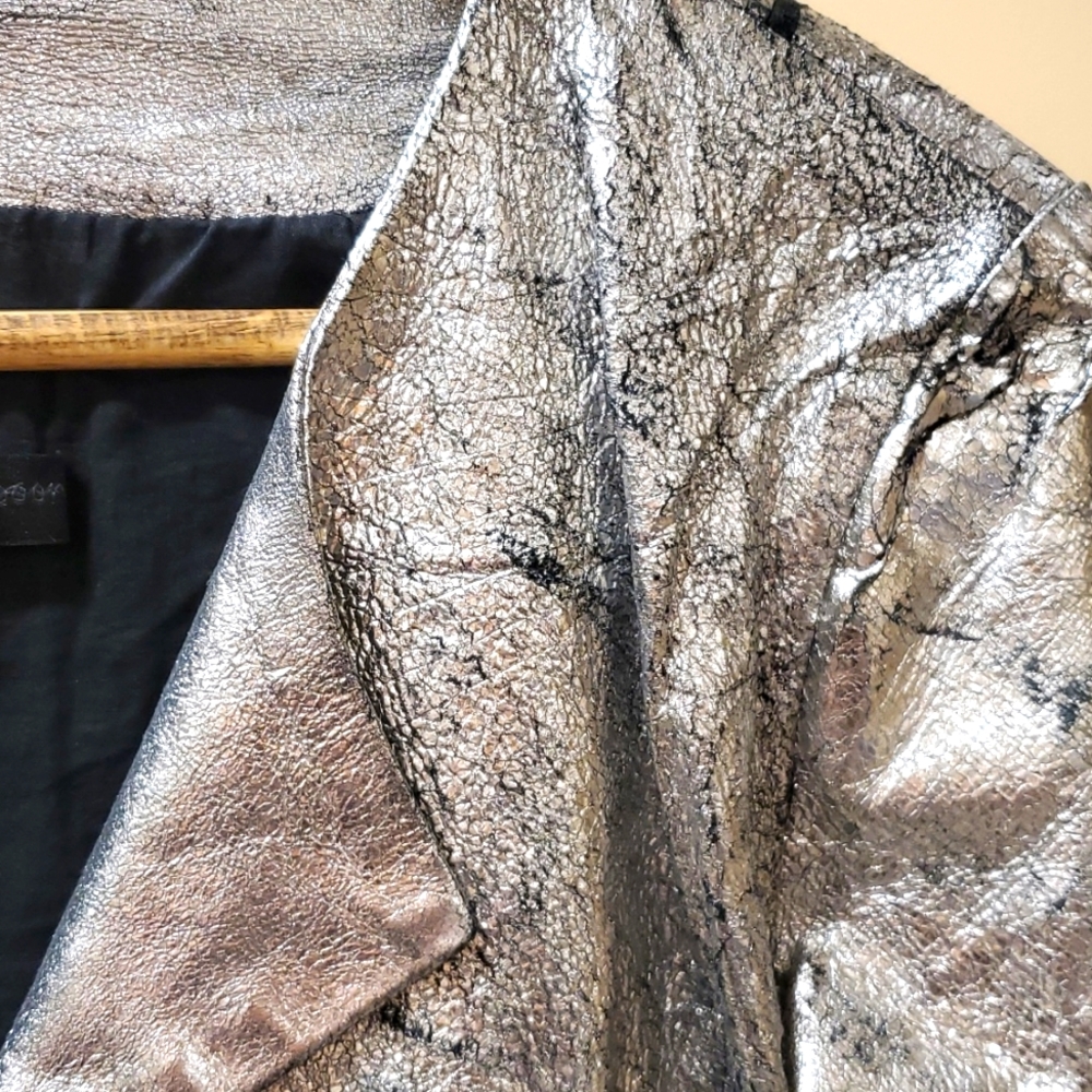 Foiled Leather Jacket Cropped